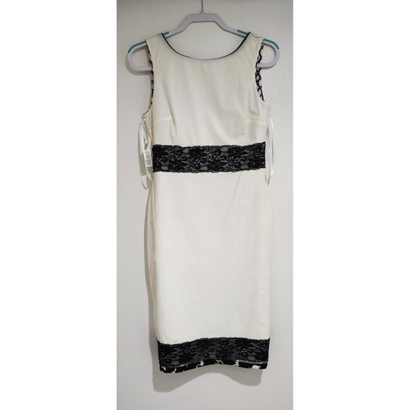 NWT WHBM Sleeveless Mixed Print Sheath Dress Size 8 White Black Style 570106517 - Picture 3 of 7